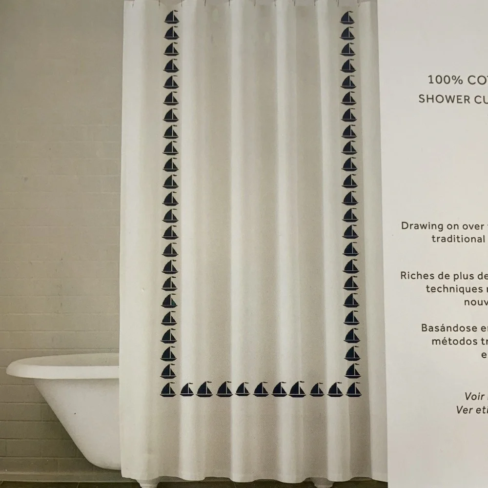 Shower Curtain - Embroidered Sailboat by Kasatex New York. Fabulous!